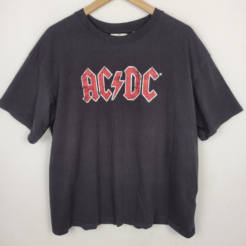 AC/DC Back in Black World Tour Graphic T-Shirt Mens L Black Rock Band Tee